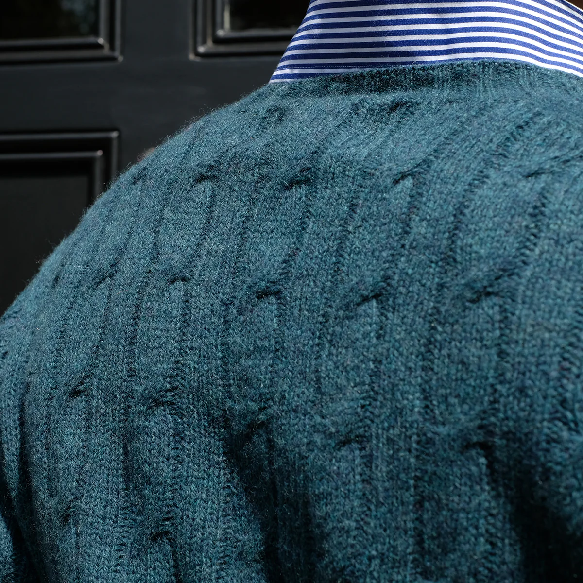 Cable-knit sweater in petrol blue - Image 4