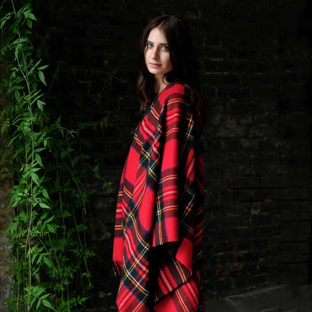 Lambswool Poncho in Royal Stewart Tartan - Image 3