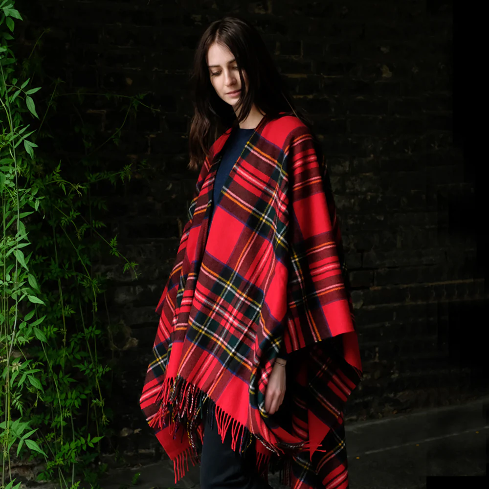 Lambswool Poncho in Royal Stewart Tartan - Image 4