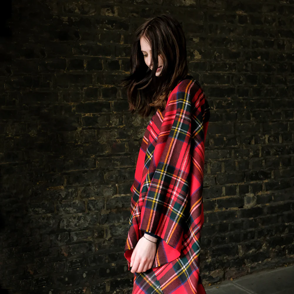 Lambswool Poncho in Royal Stewart Tartan - Image 5