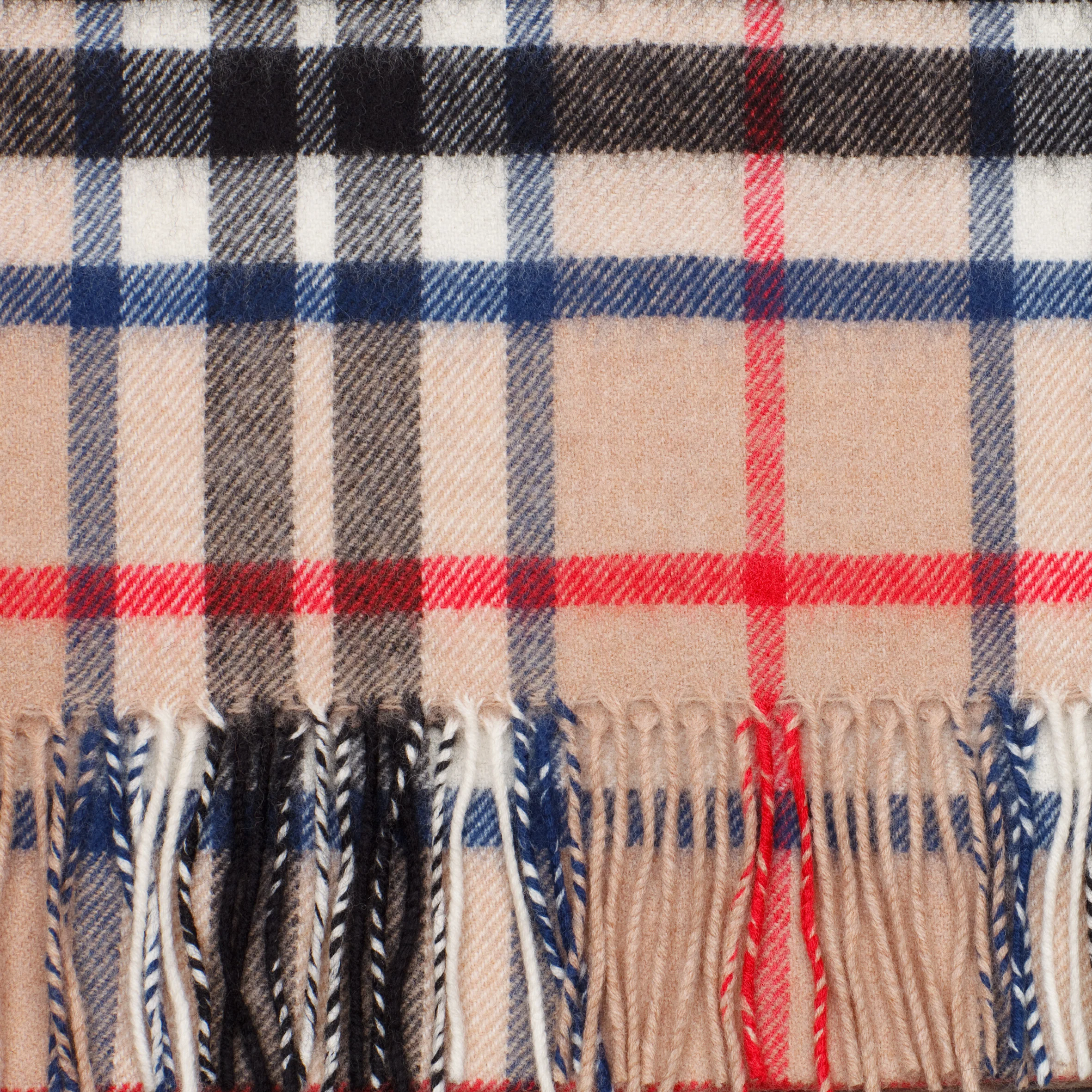 Oversized lambswool scarf in Camel Thompson Tartan - Image 3