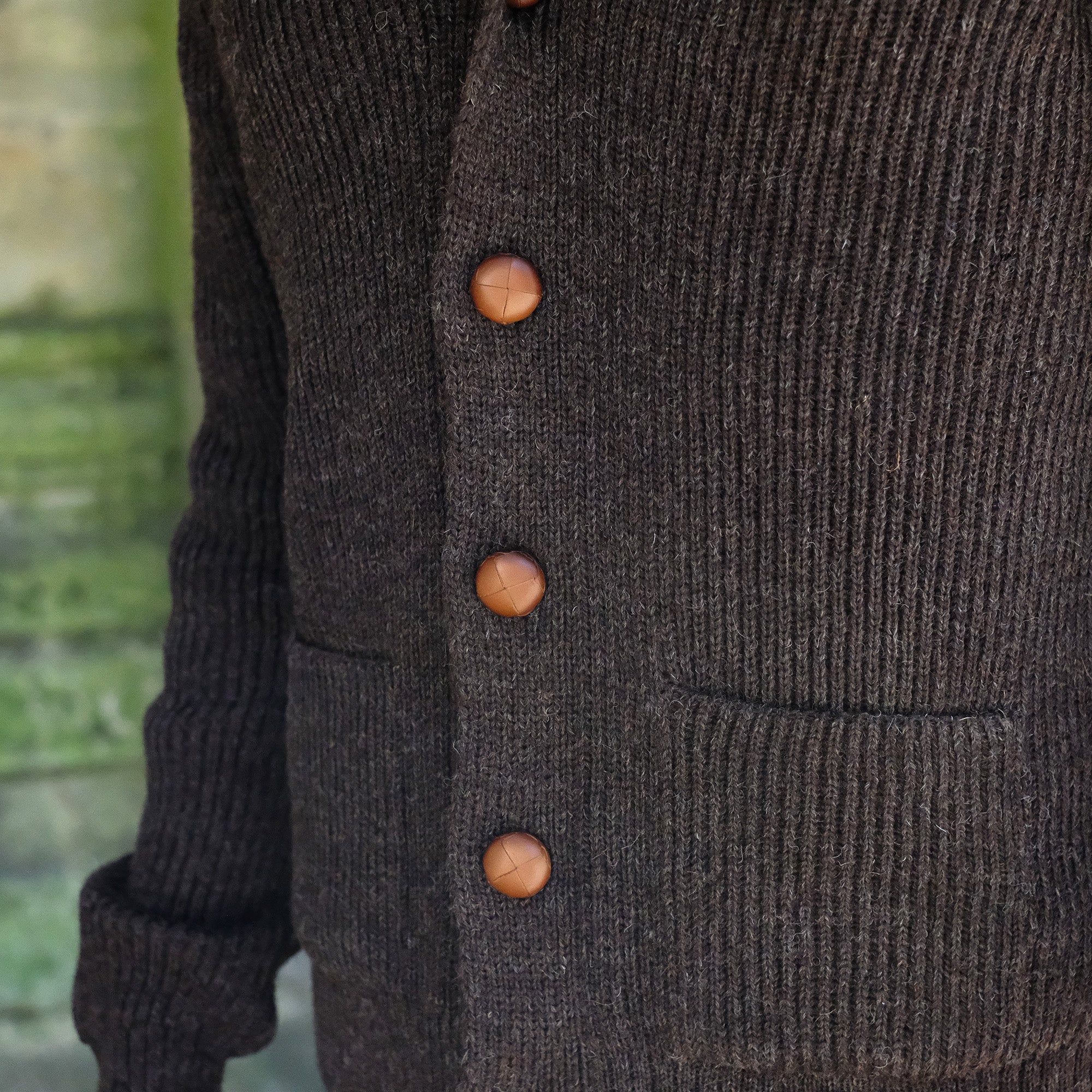 Shawl Neck Cardigan in Brown - Image 4