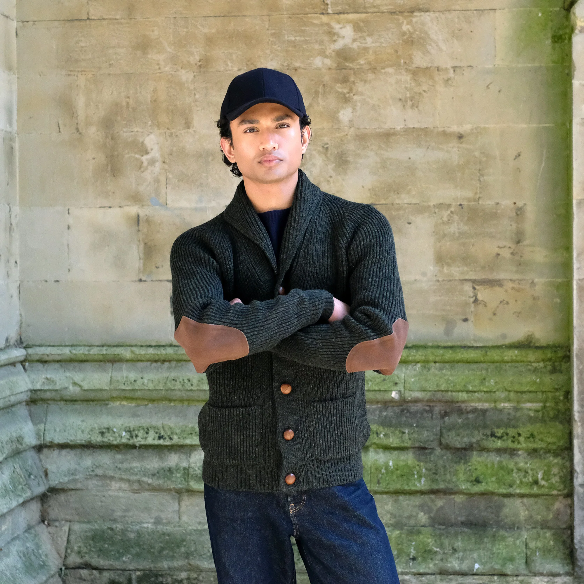 Shawl Neck Cardigan in Green - Image 3