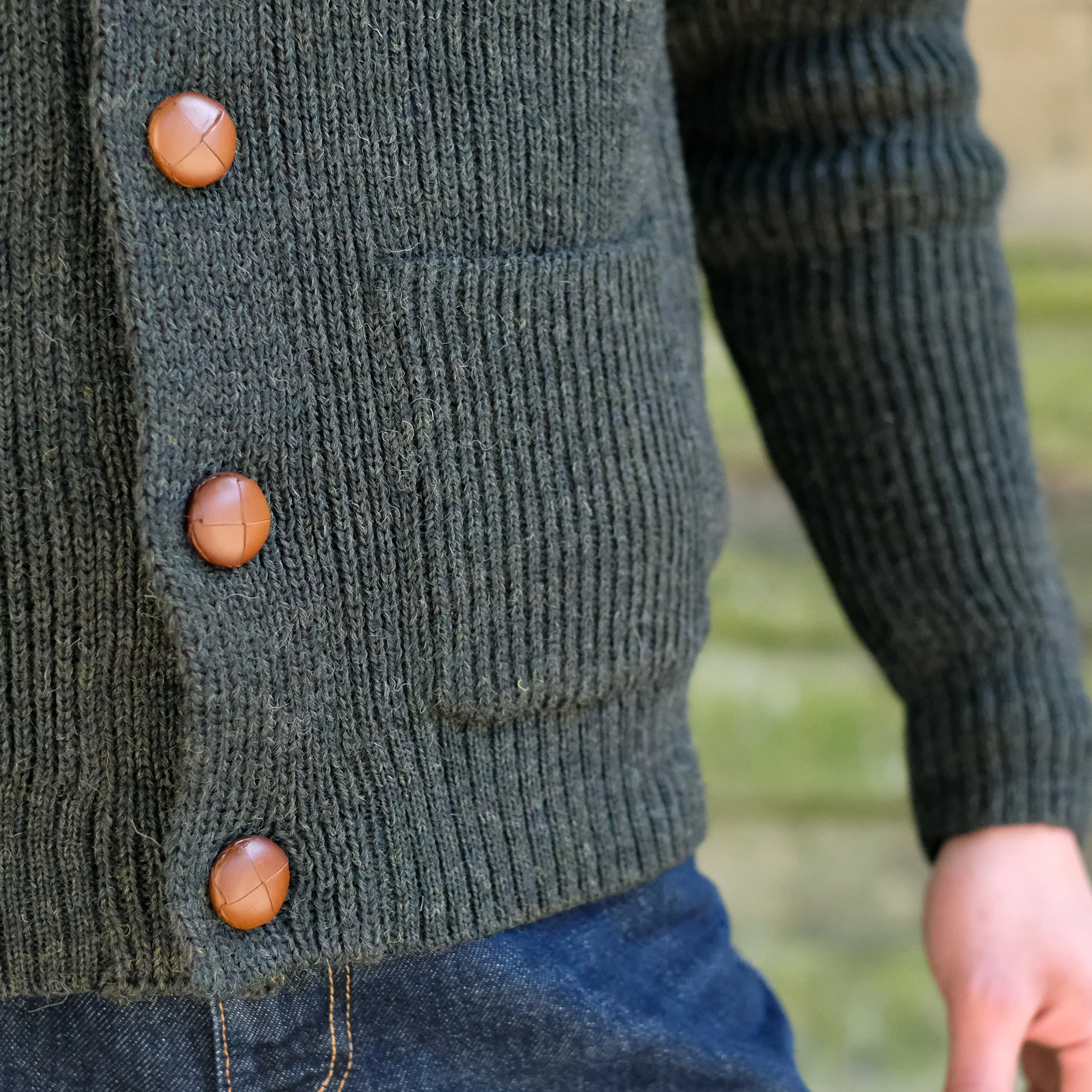 Shawl Neck Cardigan in Green - Image 5