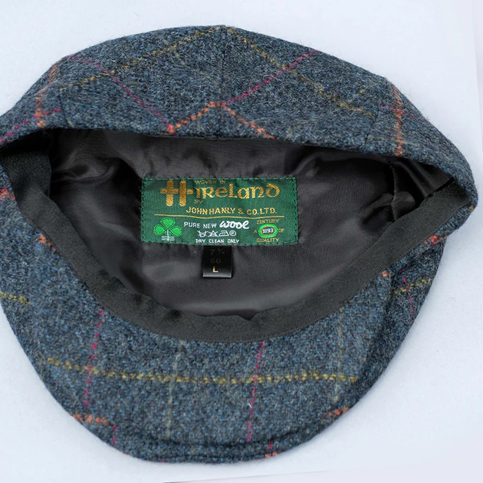 Tweed Flat Cap in navy windowpane - Image 3