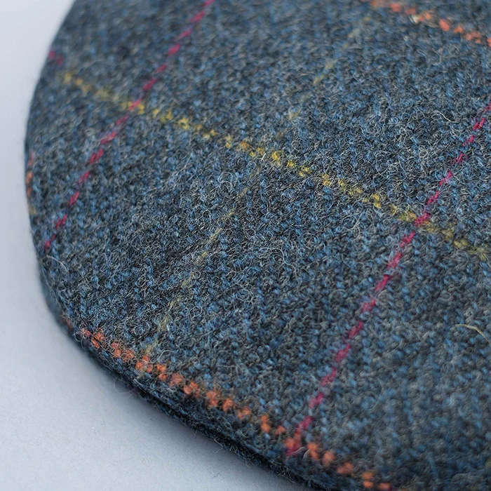 Tweed Flat Cap in navy windowpane - Image 6