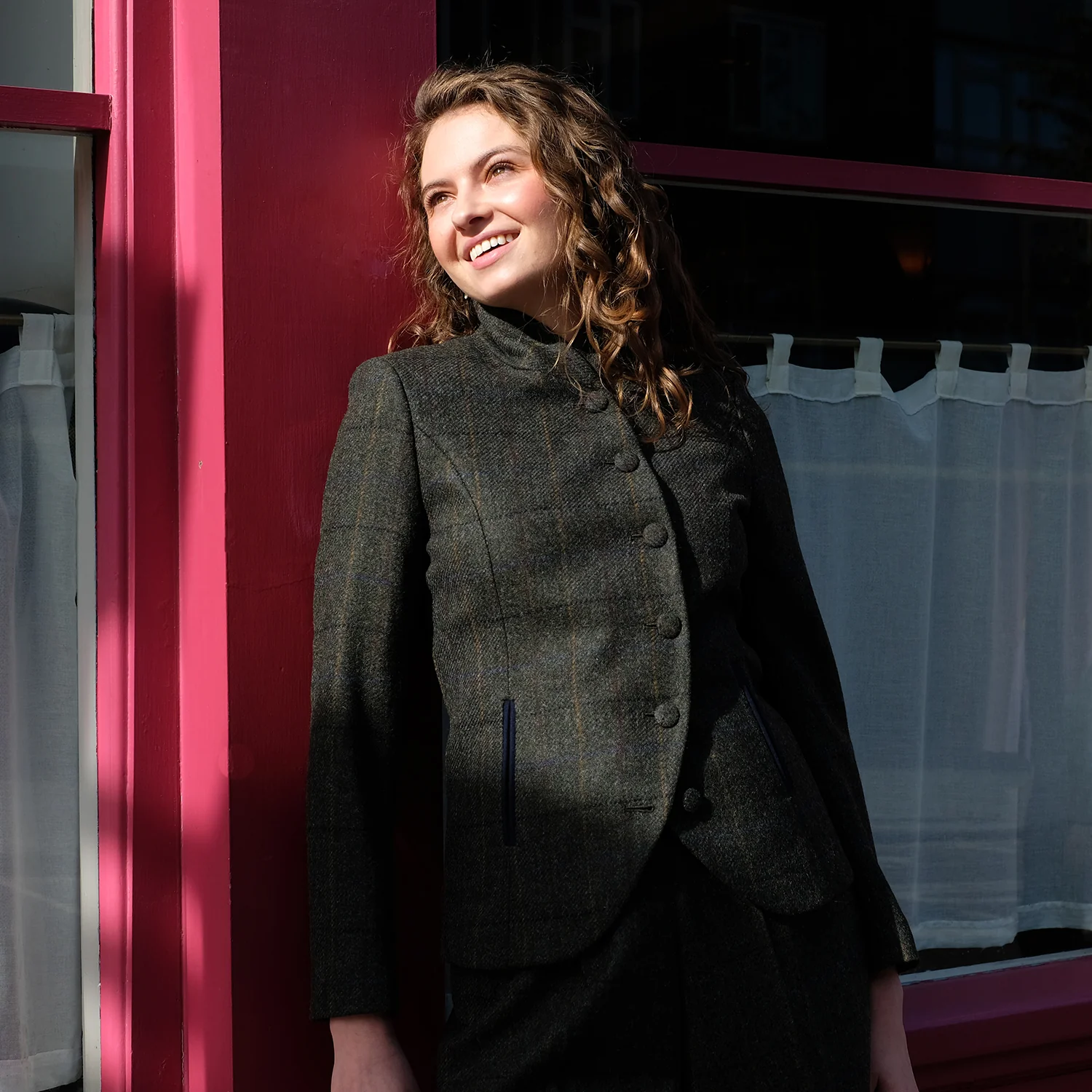 Tweed Riding Jacket in Green Check - Image 3