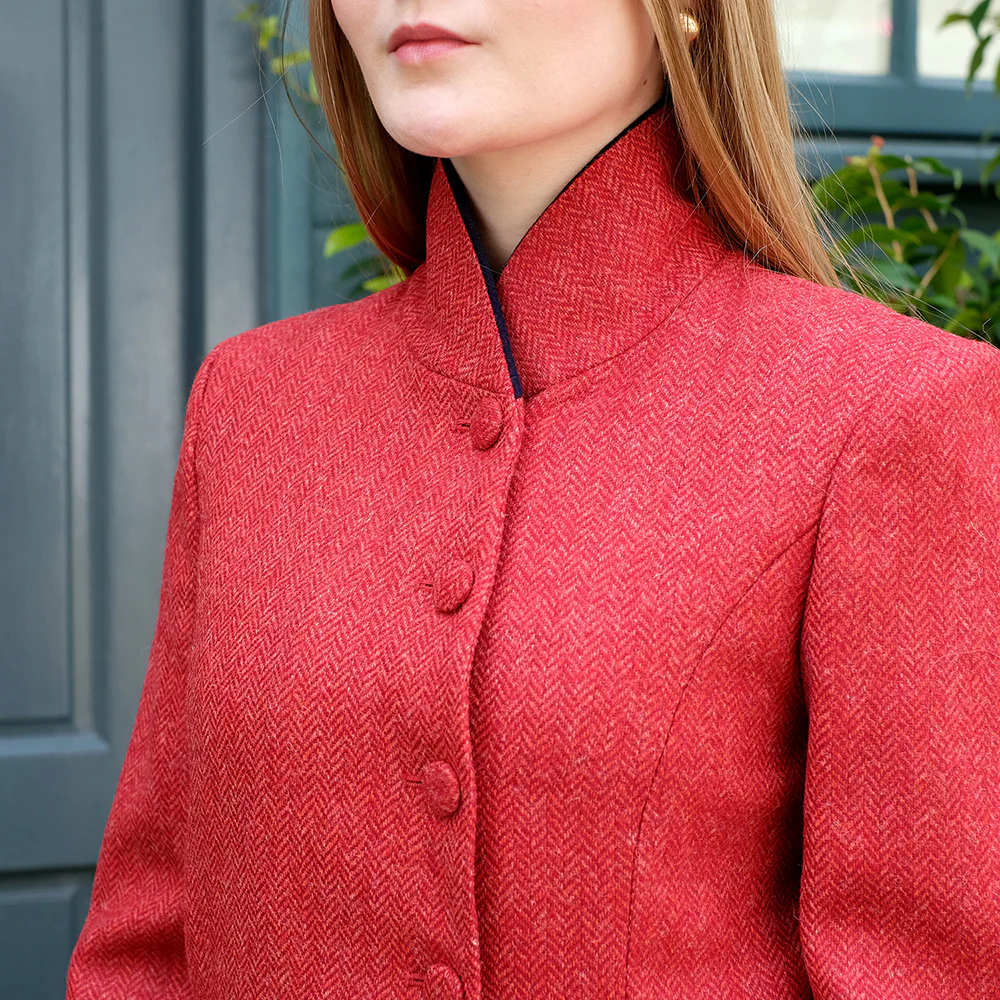 Tweed Riding Jacket in Red Herringbone - Image 4