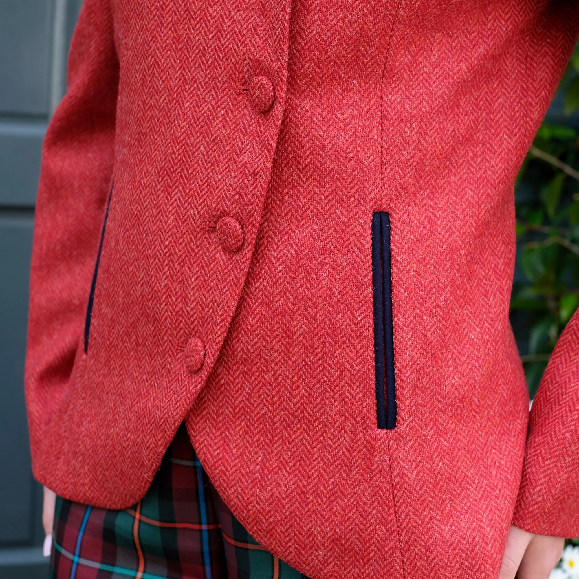 Tweed Riding Jacket in Red Herringbone - Image 6