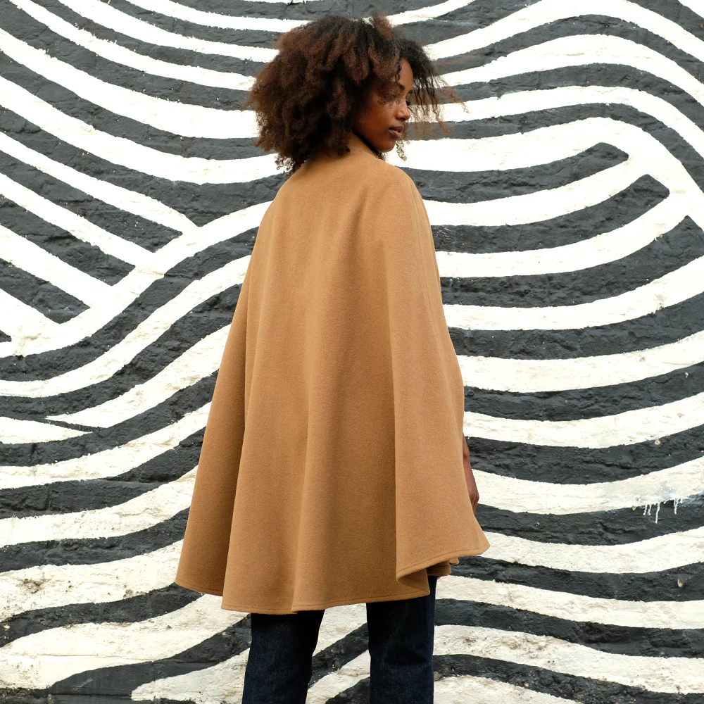 Wool and Cashmere Cape in Camel - Image 5